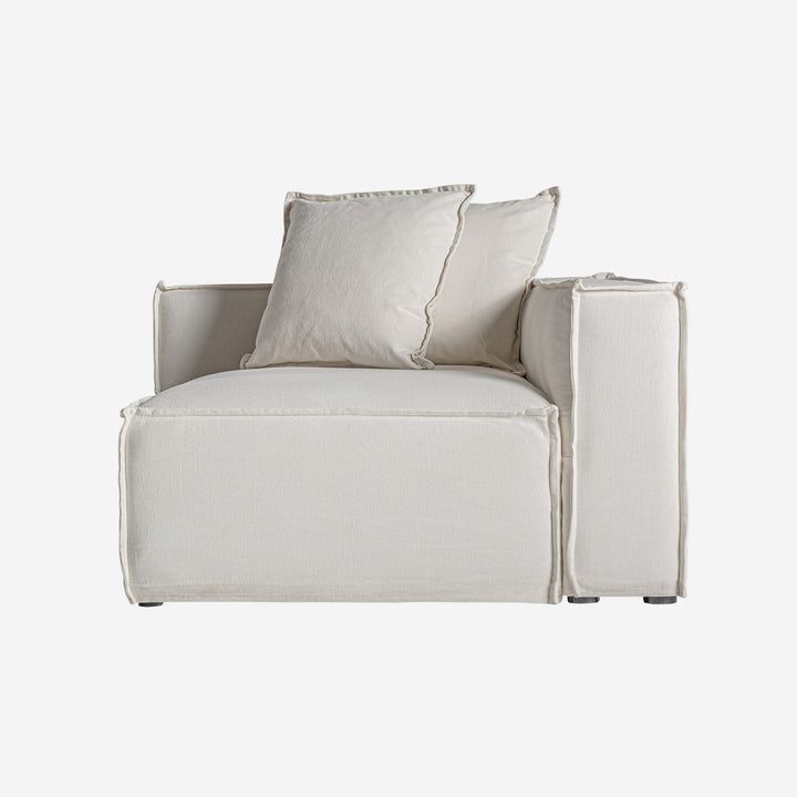 Sofá modular tapizado en lino en color blanco de estilo colonial 110 x 85 cm