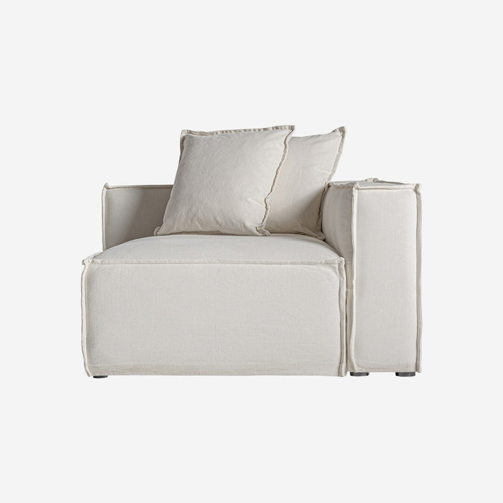 Sofá modular tapizado en lino en color blanco de estilo colonial 110 x 85 cm