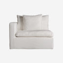 Sofá modular tapizado en lino en color blanco de inspiración art déco – Diseño 2 / Esquinero / 103 x 100 x 84 cm