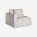 Sofá modular tapizado en lino en color blanco de inspiración art déco – Diseño 2 / Esquinero / 103 x 100 x 84 cm