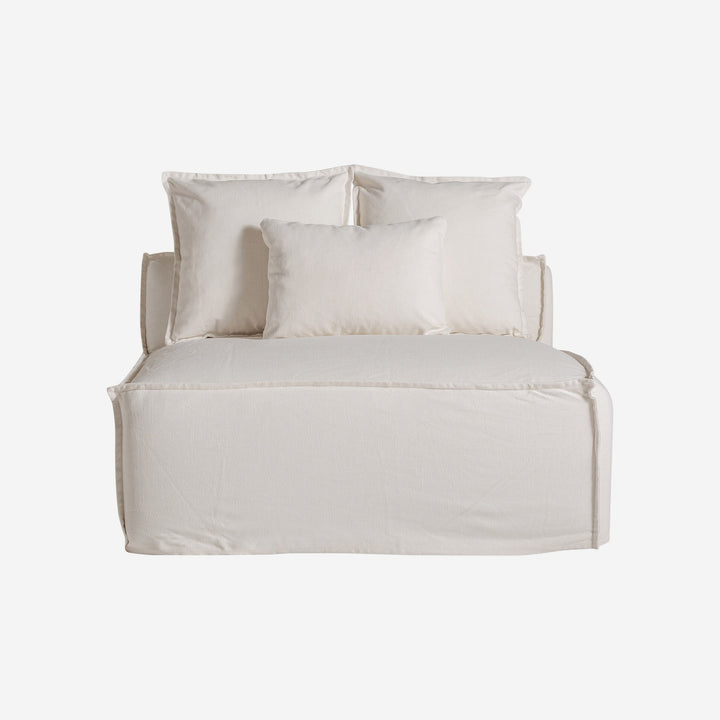 Sofá modular tapizado en lino en color blanco de inspiración art déco 110 x 85 cm