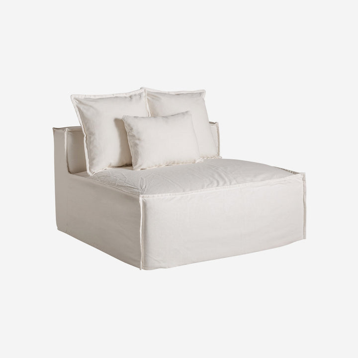 Sofá modular tapizado en lino en color blanco de inspiración art déco 110 x 85 cm