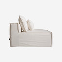 Sofá modular tapizado en lino en color blanco de inspiración art déco 110 x 85 cm