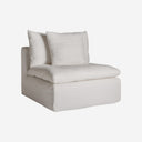 Sofá modular tapizado en lino en color blanco de inspiración art déco – Diseño 3 / Central / 90 x 100 x 84 cm