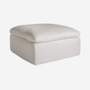 Sofá modular tapizado en lino en color blanco de inspiración art déco – Diseño 4 / Reposapiés / 90 x 90 x 48 cm