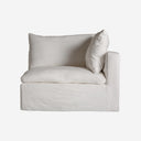 Sofá modular tapizado en lino en color blanco de inspiración art déco