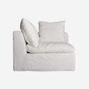 Sofá modular tapizado en lino en color blanco de inspiración art déco