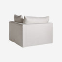 Sofá modular tapizado en lino en color blanco de inspiración art déco