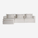Sofá modular tapizado en lino en color blanco de inspiración art déco