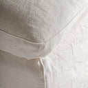 Sofá modular tapizado en lino en color blanco de inspiración art déco – detalle
