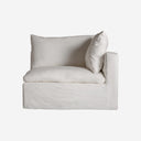 Sofá modular tapizado en lino en color blanco de inspiración art déco