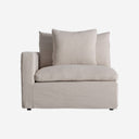 Sofá modular tapizado en lino en color blanco roto – Diseño 2 / Esquinero / 103 x 100 x 84 cm