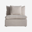 Sofá modular tapizado en lino en color blanco roto – Diseño 3 / Central / 90 x 100 x 84 cm