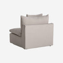 Sofá modular tapizado en lino en color blanco roto