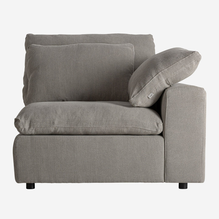 Sofá modular tapizado en lino en color gris