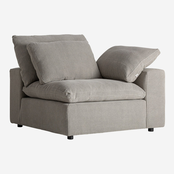 Sofá modular tapizado en lino en color gris