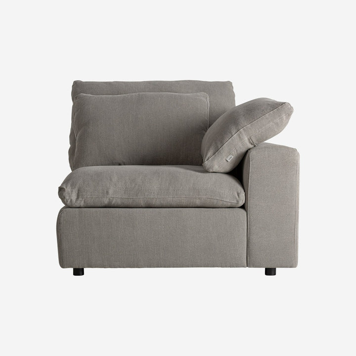 Sofá modular tapizado en lino en color gris