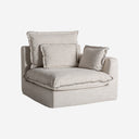 Sofá modular tapizado en poliéster en color blanco roto de estilo clásico – Diseño 2 / Esquinero / 96 x 108 x 94 cm