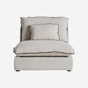Sofá modular tapizado en poliéster en color blanco roto de estilo clásico – Diseño 3 / Central / 98 x 108 x 93 cm