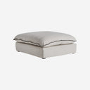 Sofá modular tapizado en poliéster en color blanco roto de estilo clásico – Diseño 4 / Reposapiés / 98 x 108 x 45 cm