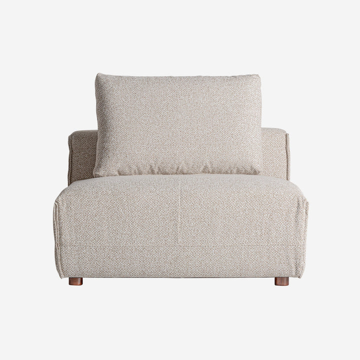 Sofá modular tapizado en poliéster en color crema de líneas contemporáneas
