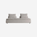 Sofá modular tapizado en poliéster en color gris de respaldo bajo