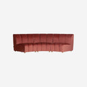 Sofá modular tapizado en terciopelo en color rosa