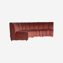 Sofá modular tapizado en terciopelo en color rosa
