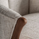 Taburete alto de madera de caucho y acero inoxidable en color marrón – detalle
