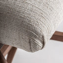 Taburete alto de madera de caucho y acero inoxidable en color marrón – detalle