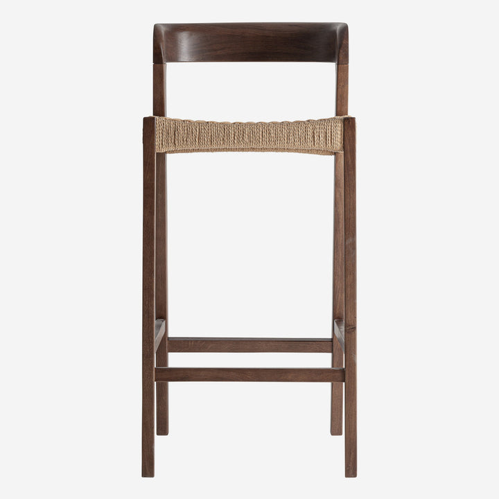 Taburete alto de madera de roble y fibra natural en color marrón (pack de 2)