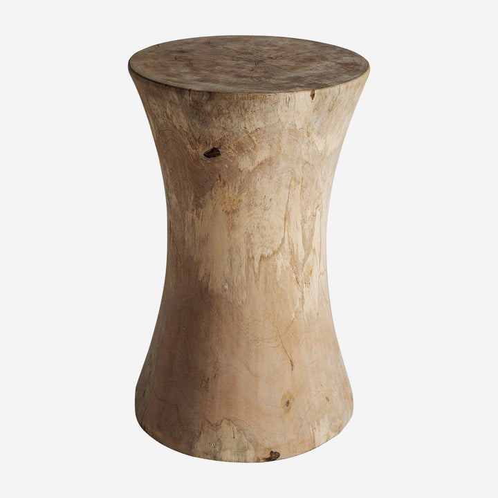 Taburete alto de madera de suar en color marrón natural 40 x 60 cm