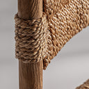 Taburete alto de madera de teca y fibra natural en color marrón 45 x 48 x 104 cm – detalle