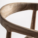 Taburete alto de madera de teca y fibra natural en color marrón 52 x 60 x 101 cm – detalle