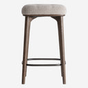 Taburete alto de poliéster y madera de fresno en color beige 38 x 65 cm