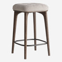 Taburete alto de poliéster y madera de fresno en color beige 38 x 65 cm