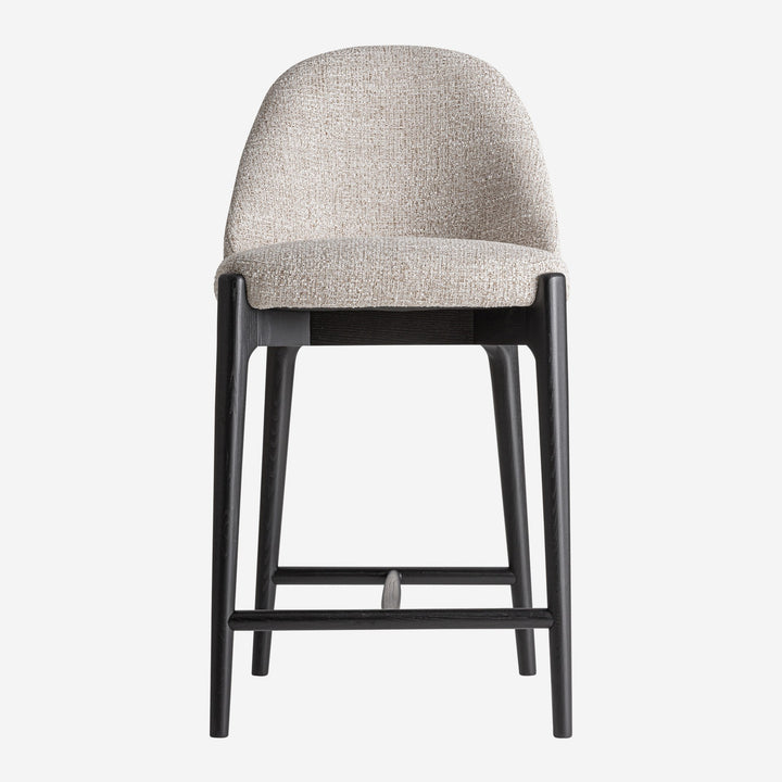 Taburete alto de poliéster y madera de fresno en color beige 47 x 53 x 92 cm