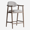 Taburete alto de poliéster y madera de fresno en color gris