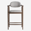Taburete alto de poliéster y madera de fresno en color gris
