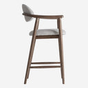 Taburete alto de poliéster y madera de fresno en color gris
