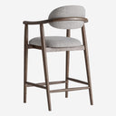 Taburete alto de poliéster y madera de fresno en color gris