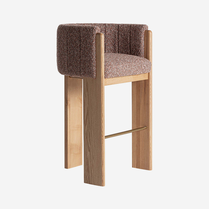 Taburete alto de poliéster y madera de roble en tonos marrones