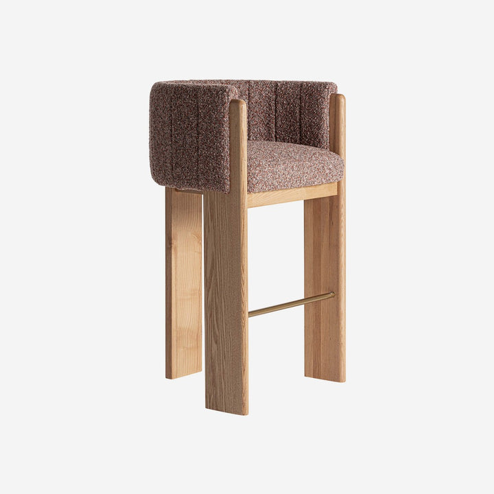 Taburete alto de poliéster y madera de roble en tonos marrones