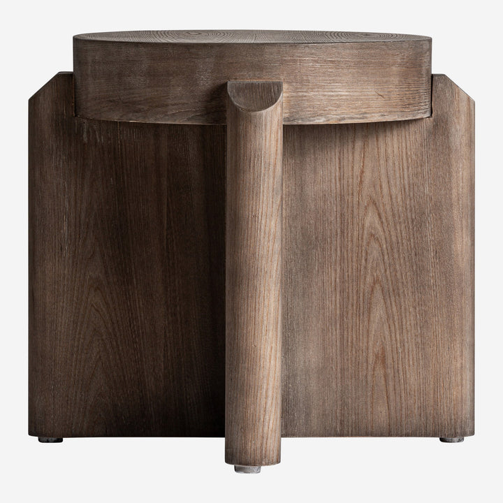 Taburete de madera de olmo en color marrón
