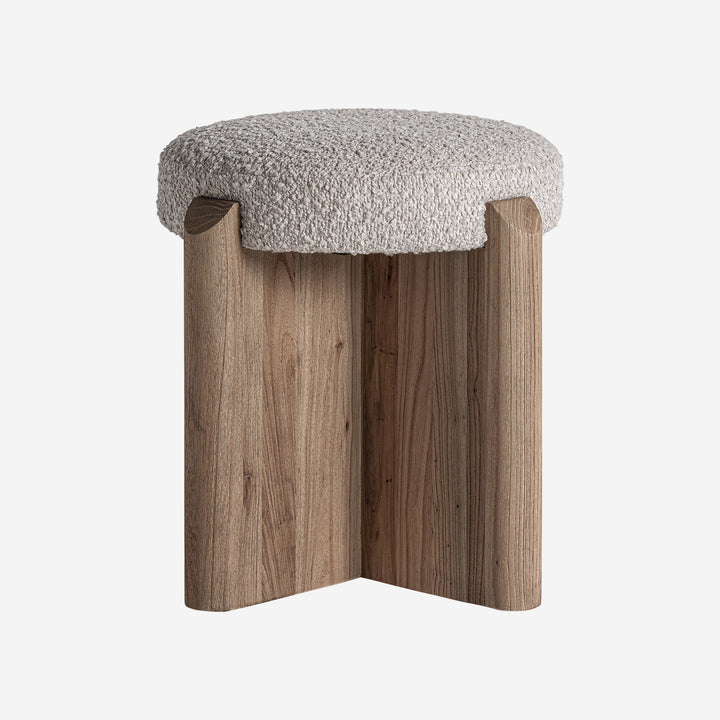 Taburete de madera de olmo y poliéster en color marrón claro