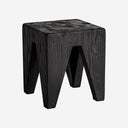 Taburete de madera de pino reciclado en color negro de estilo rústico 35 x 40 cm