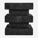 Taburete de madera de pino reciclado en color negro de inspiración art déco 35 x 40 cm