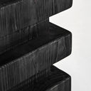 Taburete de madera de pino reciclado en color negro de inspiración art déco 35 x 40 cm – detalle