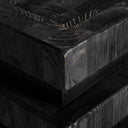 Taburete de madera de pino reciclado en color negro de inspiración art déco 35 x 40 cm – detalle