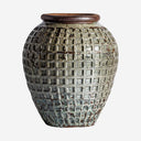 Tinaja decorativa de cerámica en tonos verdes 64 x 76 cm